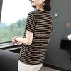 YYFS Women's Fashion Casual Summer Spring Stripe Print Short Sleeve O-Neck Blouses & Shirts