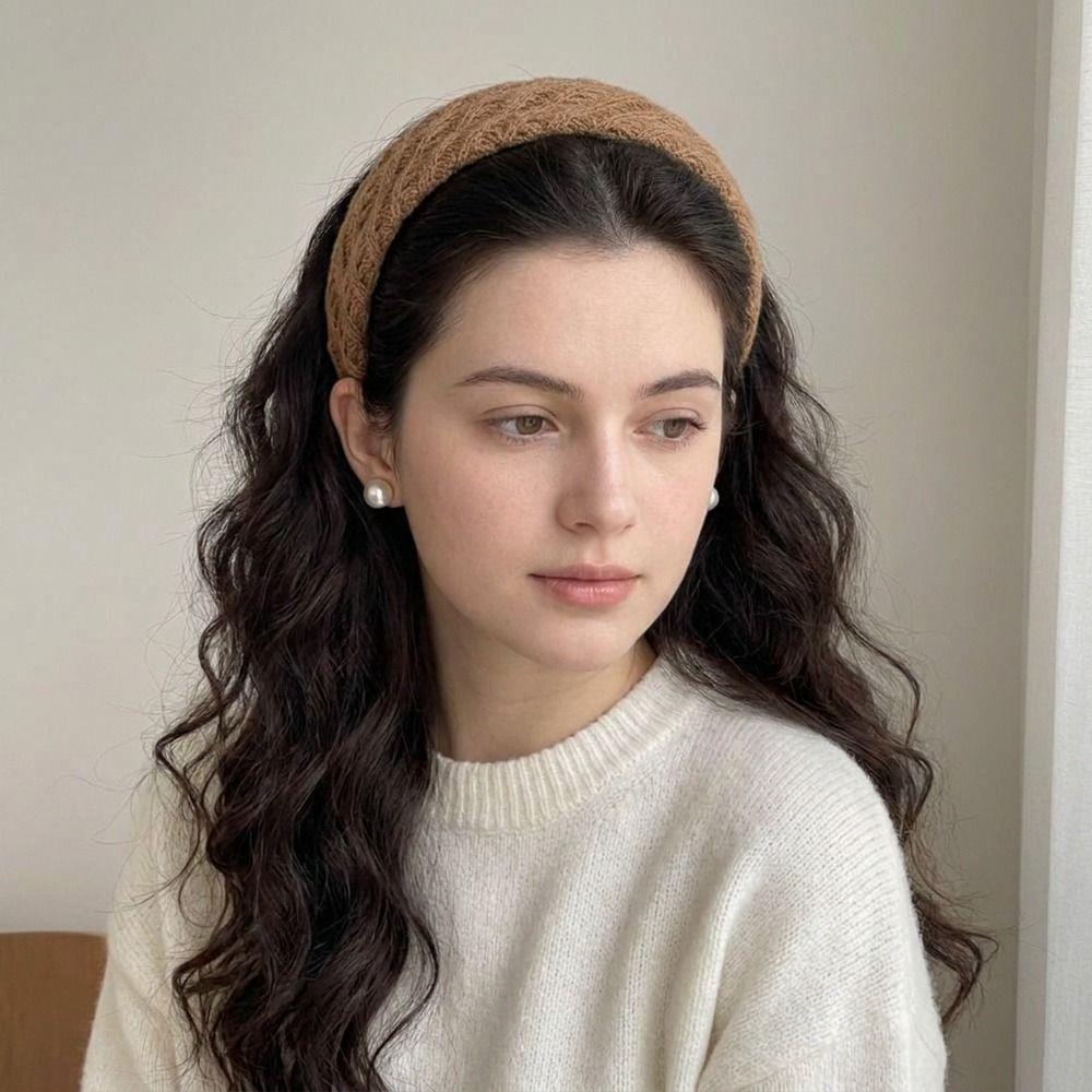Knit Woolen Hairband Solid Color Warm Hair Band Cute Knitted Headband Winter