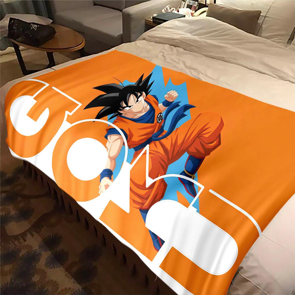 1 szt. Koc flanelowy z nadrukiem Son Goku, Wysokiej jakości, Na wszystkie pory roku, Wystrój domu, Ciepło i komfort, Idealny na prezenty świąteczne