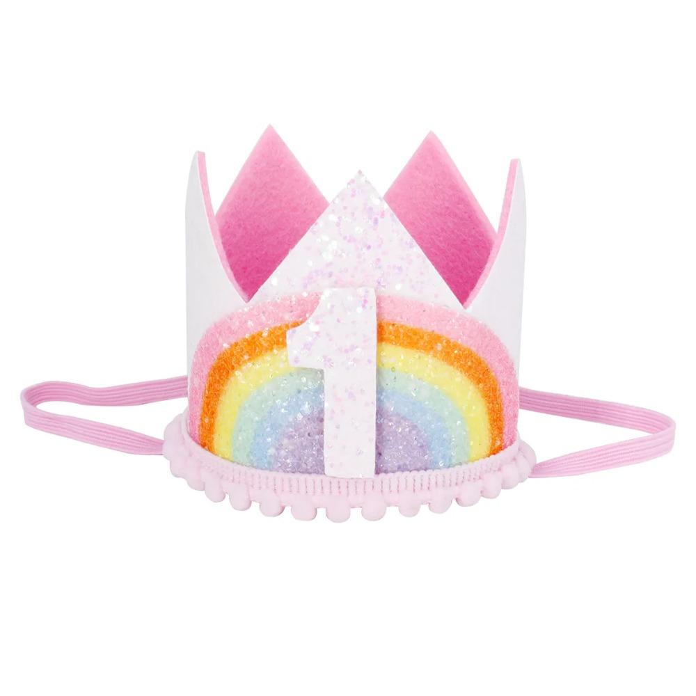 Newborn Baby Rainbow Crown Lace Princess Cute Hairband Headband Baby Infant Boys Girls Birthday Party Show Photo Headdress Gift