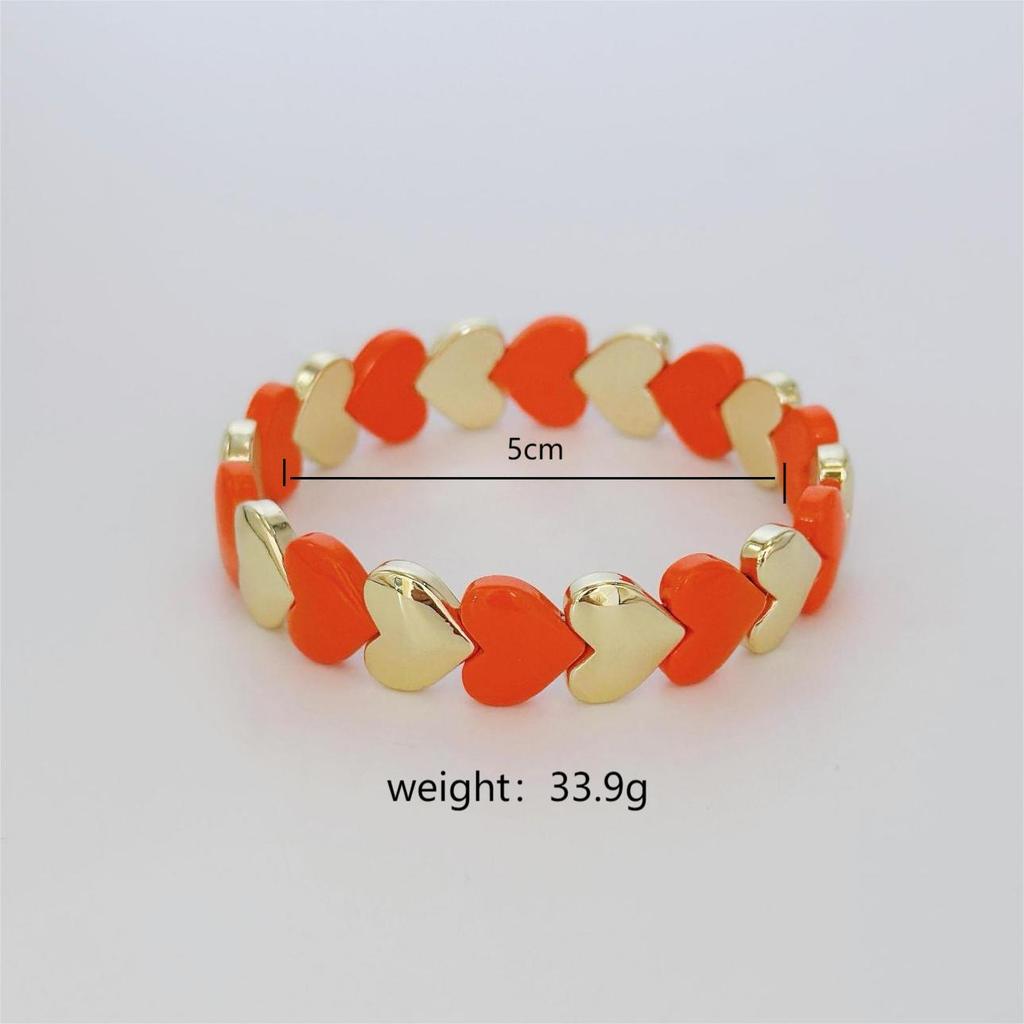 Popular Gorgeous Color Jumping Enamel Love Bracelet Elastic Bracelet Suitable For Women'S Daily Wear