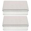 2Pcs Rectangular Metal Tin Box with Lid Silver Tinplate Storage Container for Cookies Snacks Candy Jewelry Cake Wedding Party