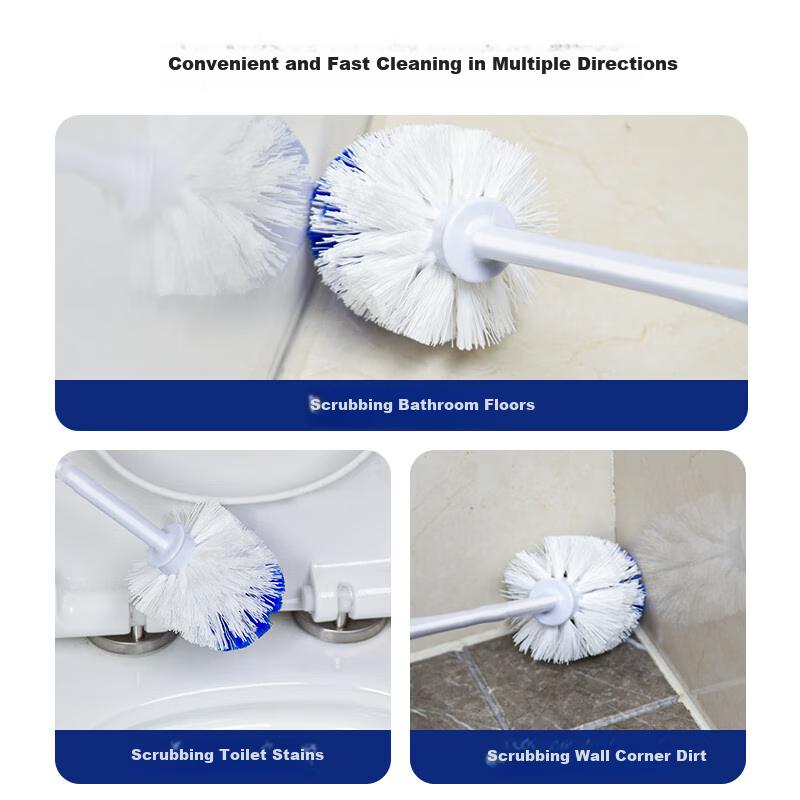 Soft Bristle Toilet Brush Plastic Bathroom Cleaning Brush with Extended Handle Multi-purpose Cleaning Brush Large Brush Wall-mounted Toilet Brush 1pc