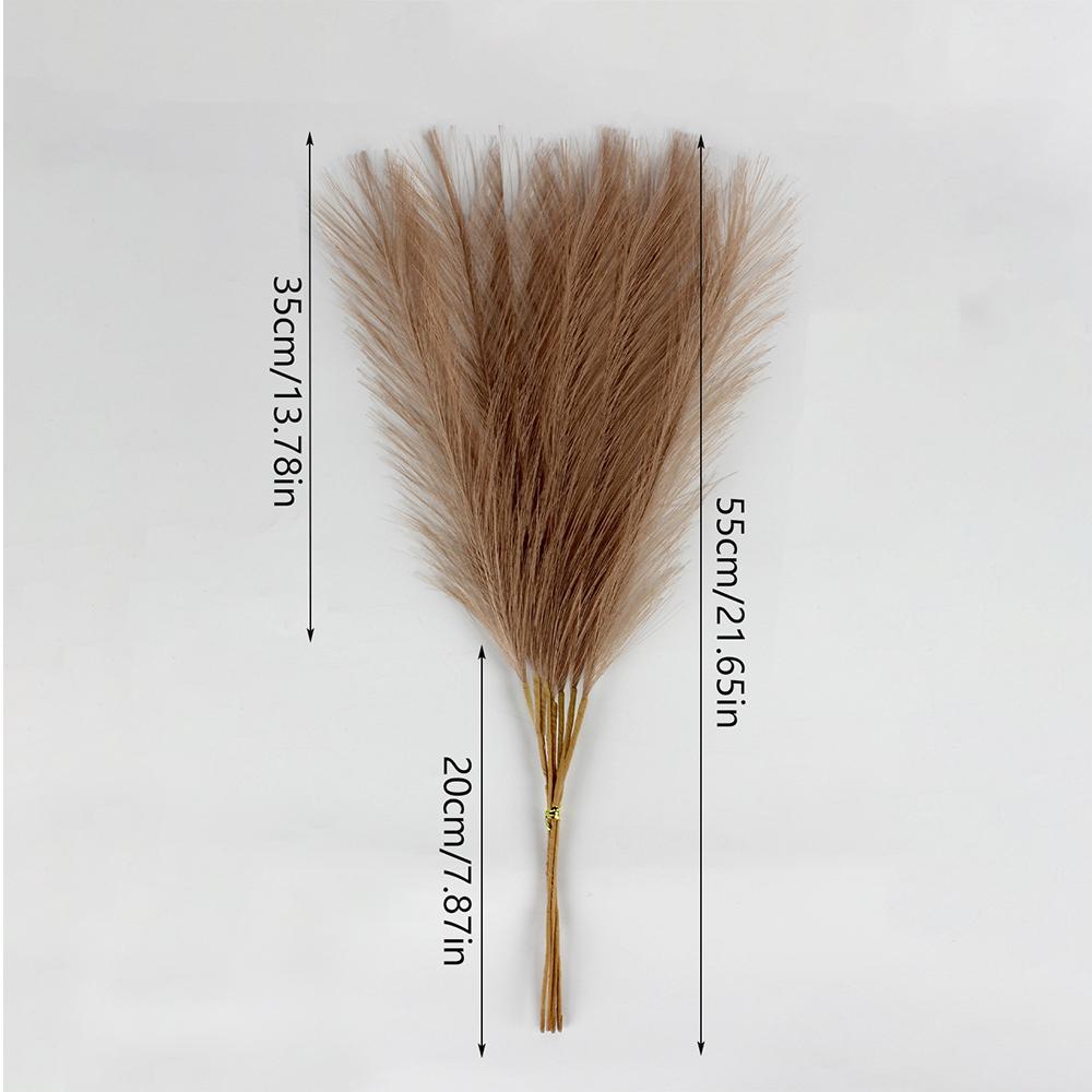 Runtow 10pcs Artificial Reed Grass ,55cm Fluffy Artificial Fake Flower Bulrush Reed Grass ,Pampas Grass Wedding Party Decor