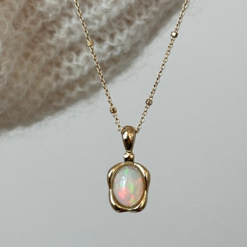 Warmrecord Silver925 Perfume Opal Necklace_N045