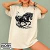 Galloping Horse Shirt, Western Graphic Tee, Vintage Horse T-Shirt, Cowgirl Ranch Tee, Equestrian Lover Gift, Rustic Country Ivory Shirt