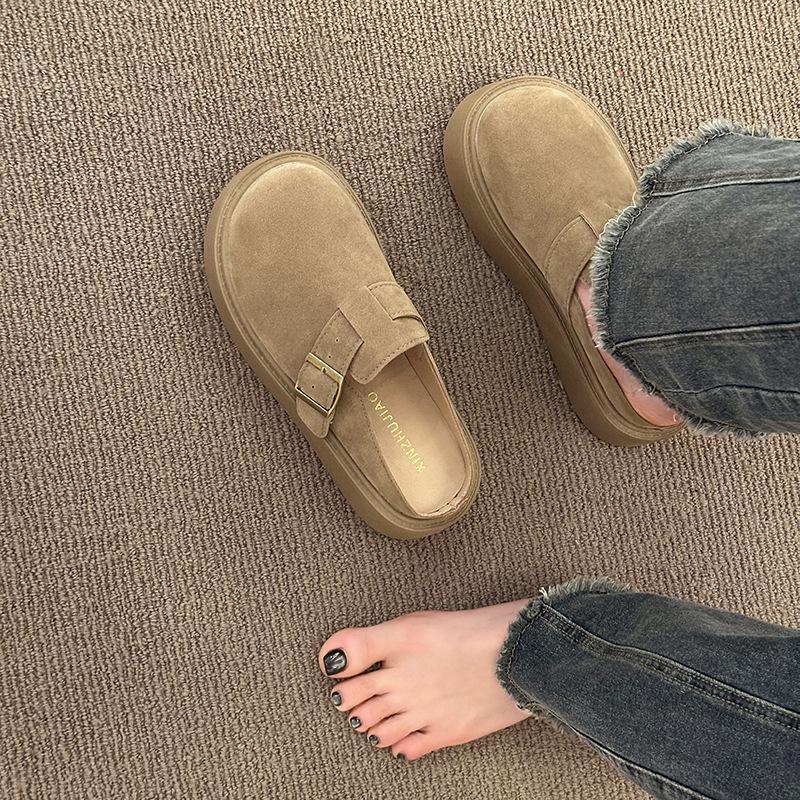 Baotou Girl 2025 Spring New Thick-bottomed Muffin Casual Fashion Lazy One Pedal Half Slippers