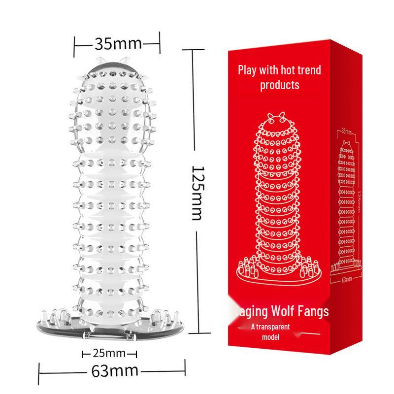 Pleasing Play Crystal Wolf Tooth Sleeve Glans Ring with Exploding Trendy Design