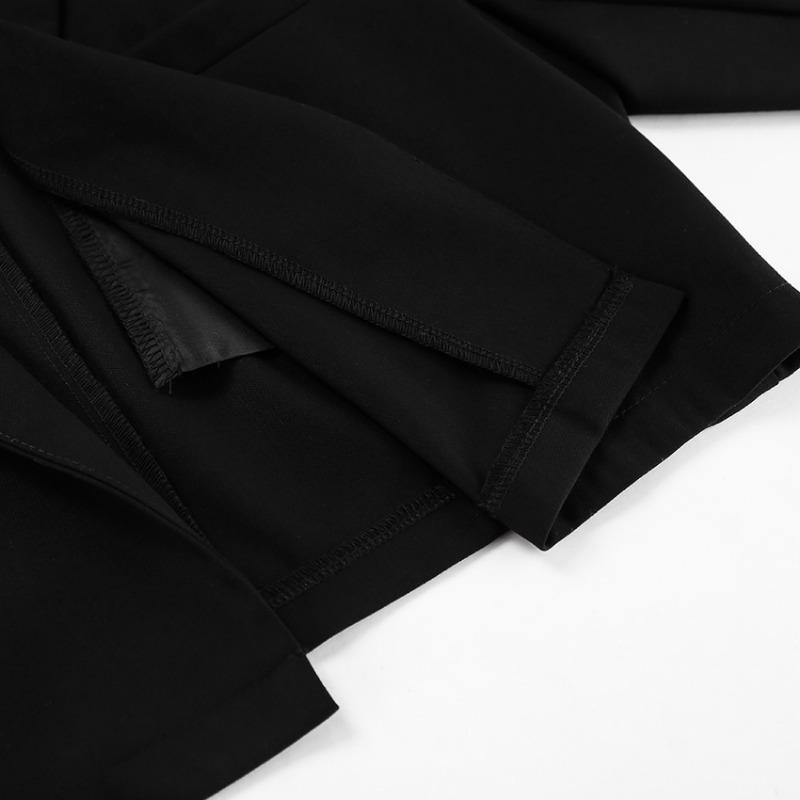 Blazer Outerwear da Donna Nero Corto con Collo Alto a Manica Lunga per il Pendolarismo