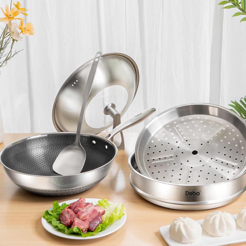 DePoe Kahle Hans 316SS Honeycomb Non-stick Wok Set