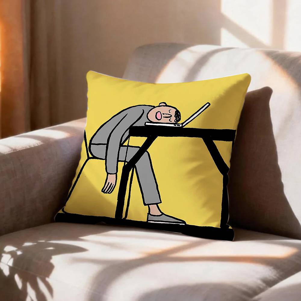 Flat Color Wall Art Jean JJullien MMinimalist Pillow Case Pattern Printed Pillowcase For Living Room Sofa Cushion Cover