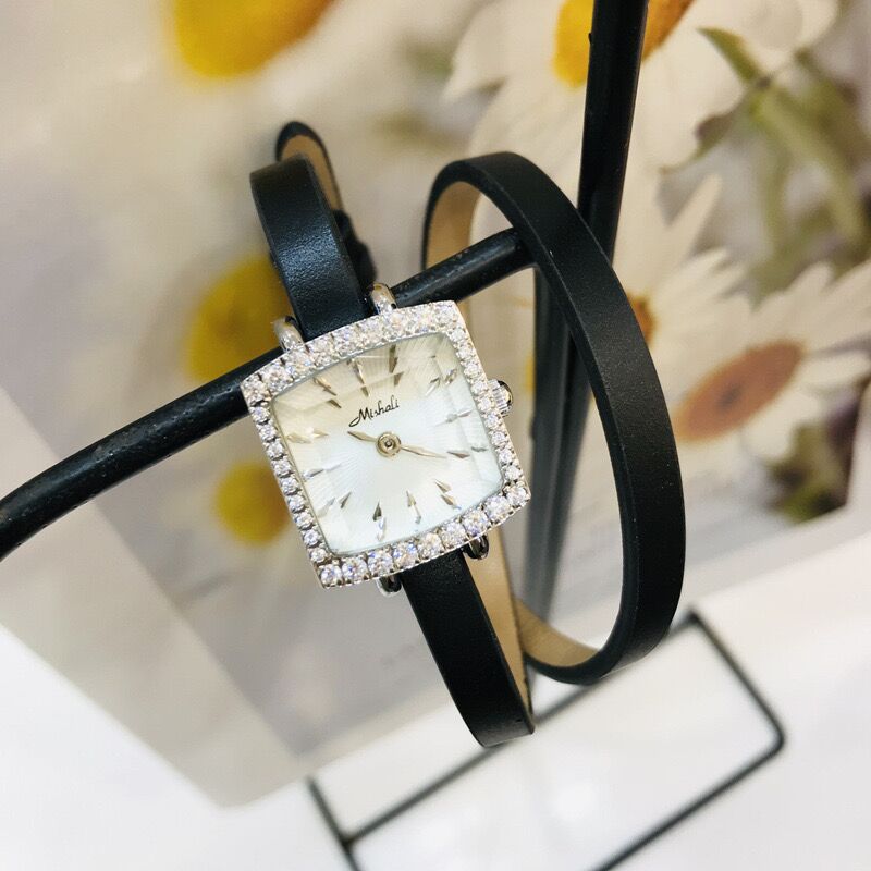 Correa de Reloj Creativa para Mujer Moda Reloj de Pulsera para Mujer Impermeable Cuadrado Pequeño Diamante Reloj de Cuarzo