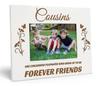 Engraved Table Top Photo Frame Wooden Cousins Quotes White Picture Frame
