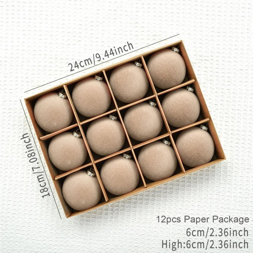 

Набор из 12 шт. Рождественских шаров 2,36 дюйма Вельветовые рождественские шары с подвесным кольцом Украшения для елки для домашнего декора Рождественская вечеринка 6cm