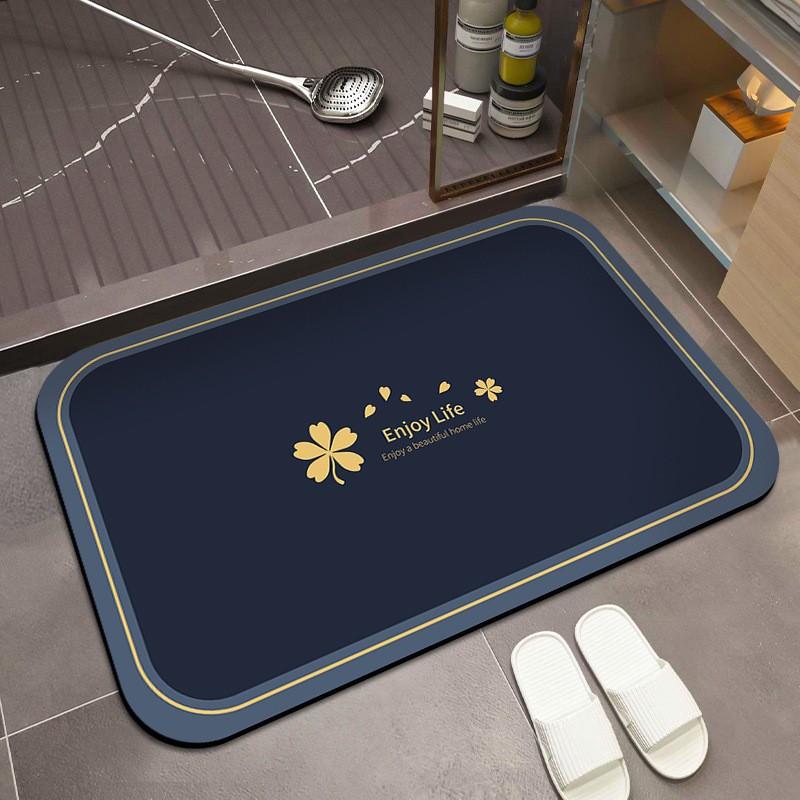 VIKAMA Simple Floral Style Diatomite Carpet Non-Slip Water-Absorbent Bathroom Entrance Kitchen Floor Mats Home Decoration