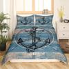 Nautical Duvet Cover Set Boat Pirate Bedding Set King Size Retro Sailboat Brown Comforter Cover Anchor Compass Vintage Quilt Set