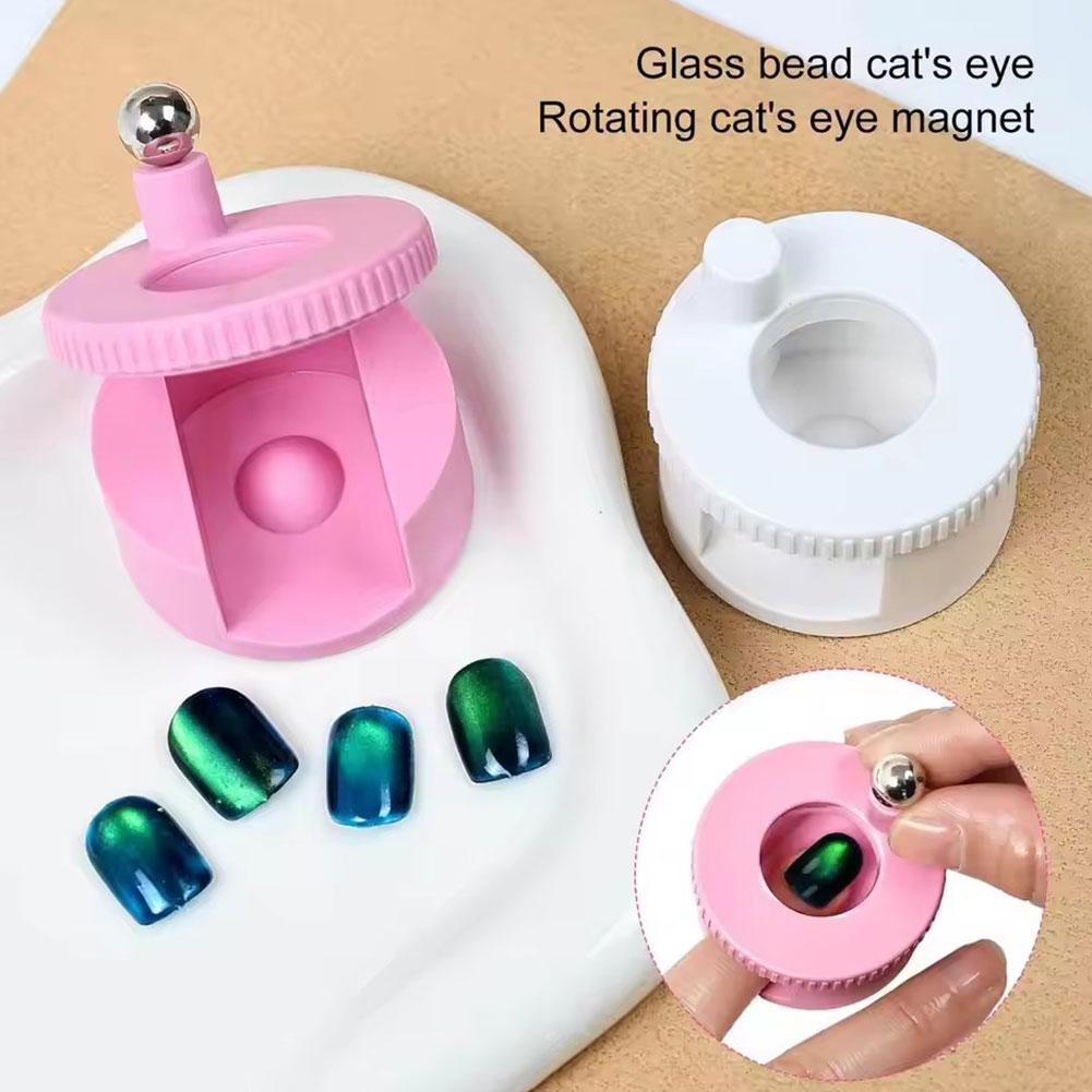 3-in-1 Automatic Cat Eye Magnet Spinning Device with Strong Magnetism Attract Wide-Brightness Glass Bead Effect Nail Magnet