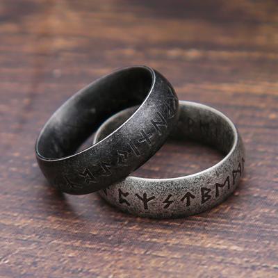 Fashion Retro Viking Rune Ring for Men Women 316L Stainless Steel Odin Letter Rings Couple Simple Amulet Jewelry Gifts