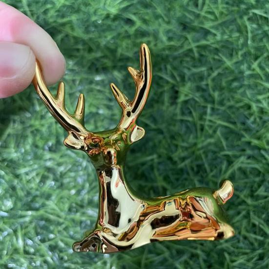 Yousheng Elch Deckelknauf Ersatzgriff Kunststoff Goldene Rentierfigur Kleine Tierskulptur für Glasdeckel Aufbewahrungsbox Schmuckschatulle
