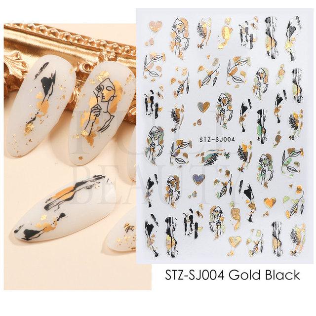 

Абстрактные линии, DIY наклейки для ногтей для женщин и девочек, украшения для ногтей, розовое золото, весенние 3D-слайдеры для маникюра, наклейки для лака для ногтей