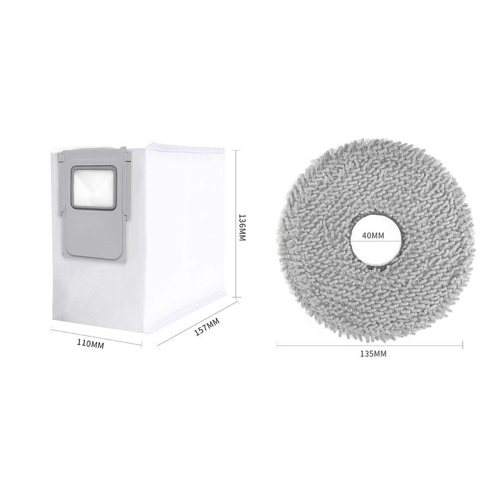 For DJI ROMO S, ROMO A, And ROMO P Robotic Vacuum Cleaner Accessory Set Includes 4 Mop Pads And 6 Dust Bags.