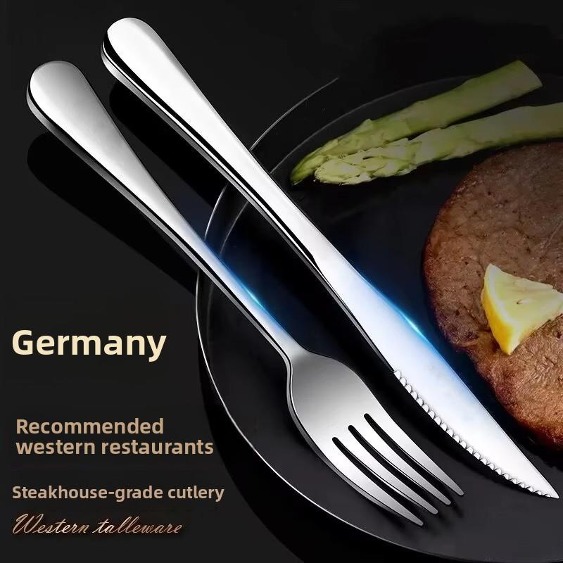 Elegante Stahl-Steakgabel-Löffel mit abgerundeten und spitzen Köpfen für Gourmet-Mahlzeiten