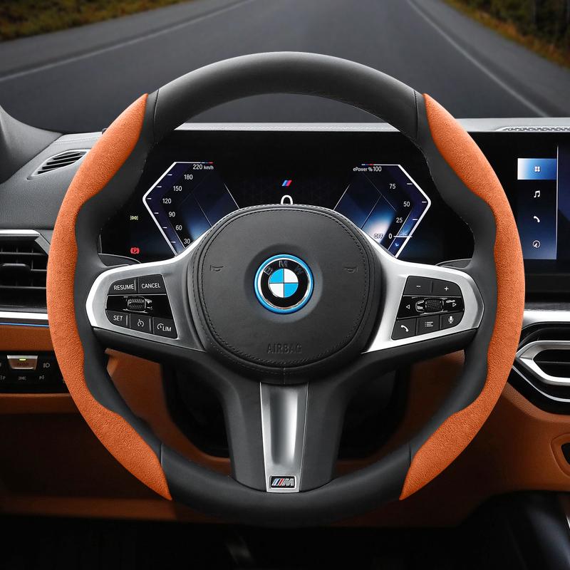 Suitable for Bmw Anti-Slip Buckle Segmented Suede Steering Wheel Cover Suitable for E46 F20 E87 E39 E91 G20 F31 E93 X3 E83 E61 m Serie 1 F30 X5 E90
