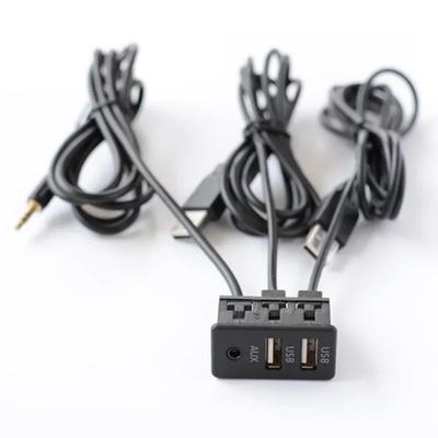 Câble d'extension de prise USB double port pour tableau de bord de voiture, adaptateur AUX 3,5 mm pour voiture, bateau, moto, double interface 2.0