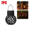 KDULITOutdoor Solar LED Light Waterproof Hollow Flame Ball Lantern Courtyard Landscape Garden Chandelier Decorative Hanging Lamp