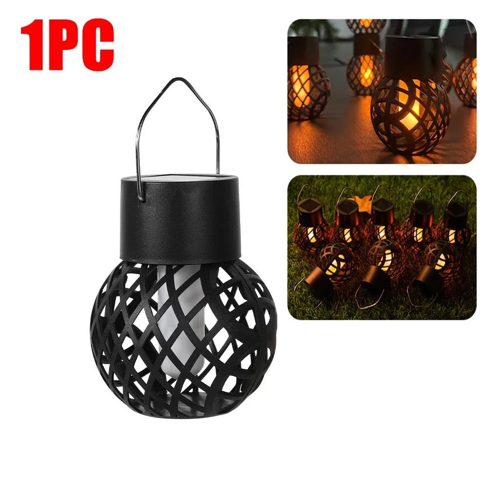 KDULITOutdoor Solar LED Light Waterproof Hollow Flame Ball Lantern Courtyard Landscape Garden Chandelier Decorative Hanging Lamp