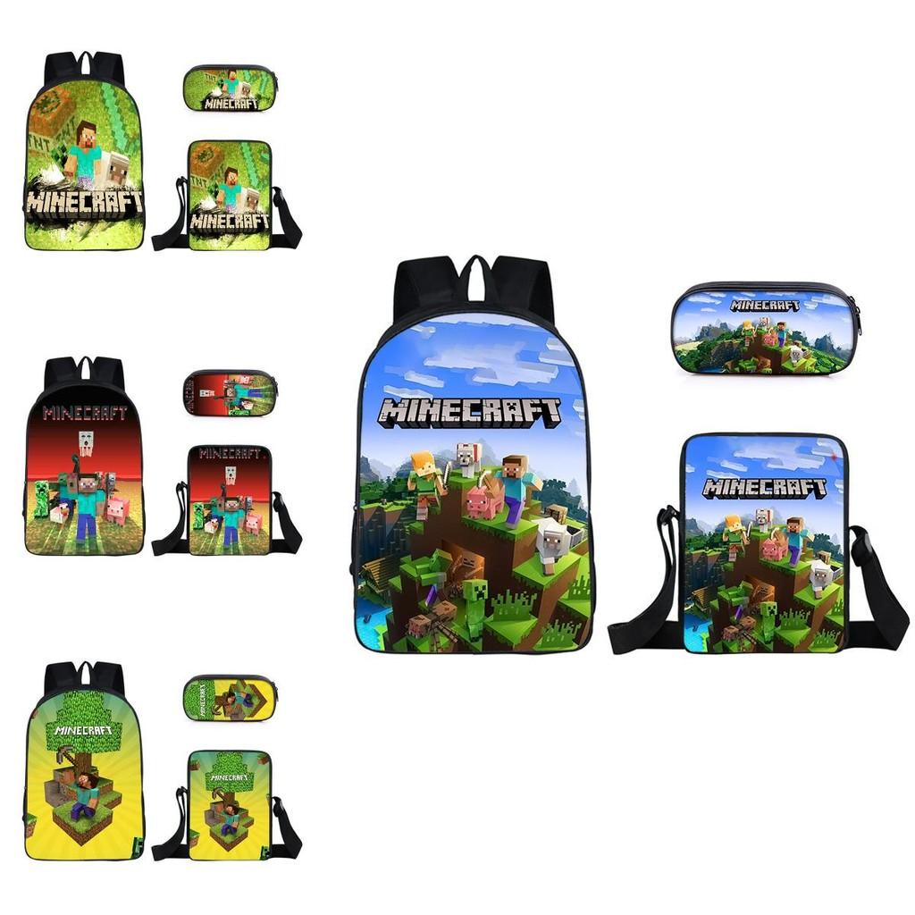 Minecraft Cartoon Game Character Printed Children Large Backpack Capacity