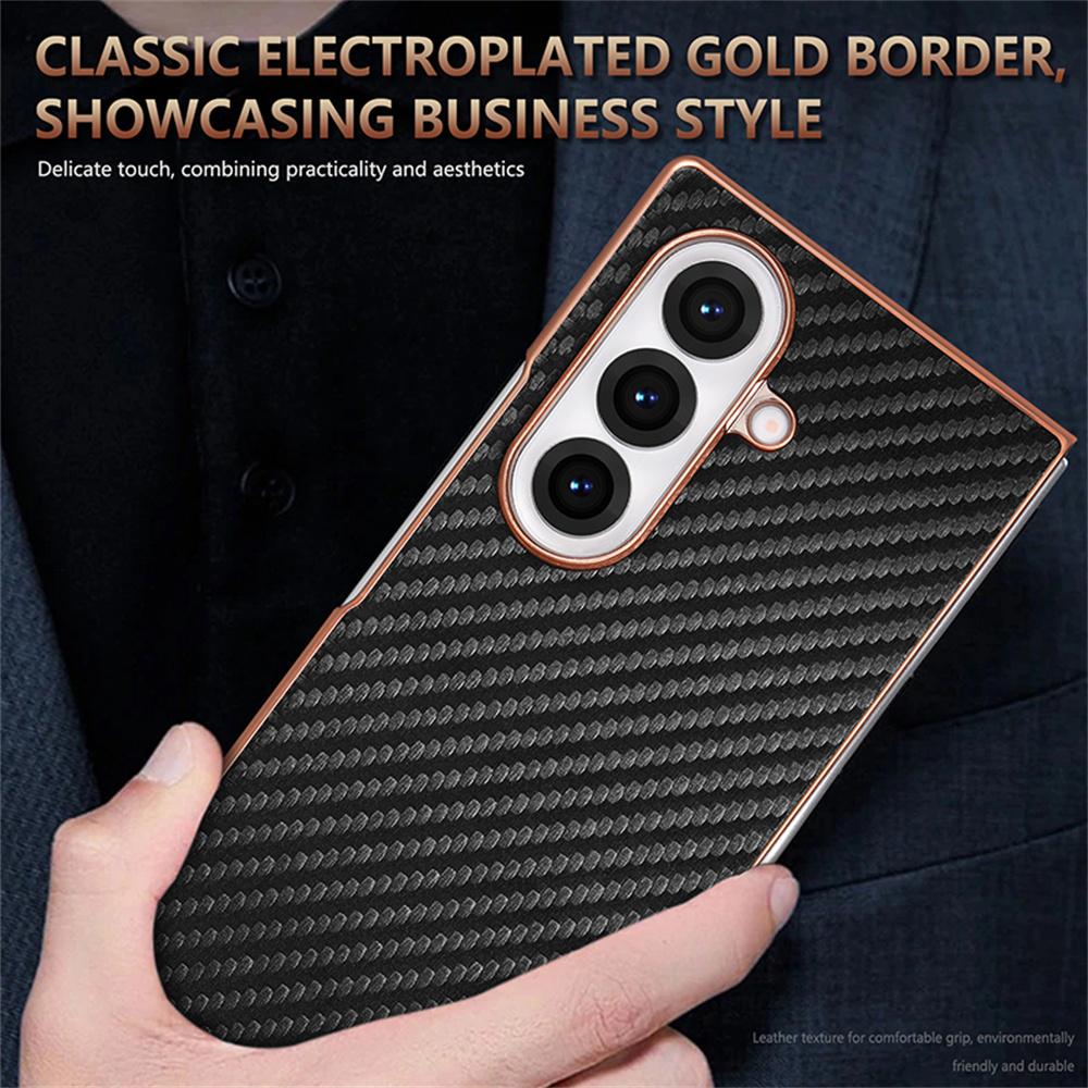 AZNS For Samsung Galaxy Z Fold7 5G Case Electroplating Carbon Fiber Texture PU+PC Phone Cover