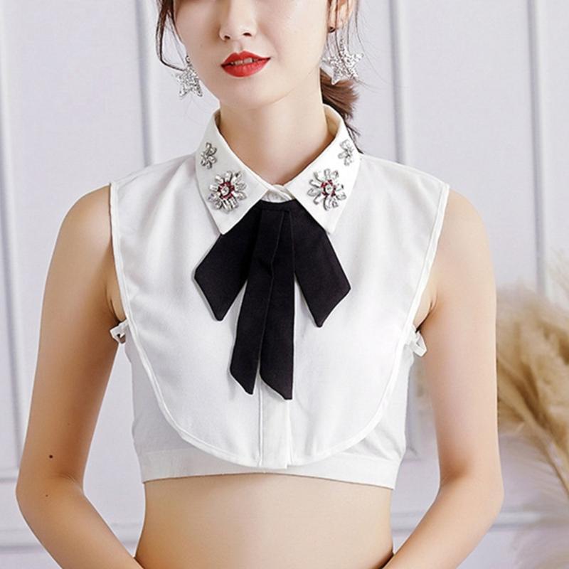 Damskie krawaty z muszką w stylu college'u, biżuteria z pereł, wstążka, krawat, mundurek szkolny, kokarda, muszka do kołnierzyka koszuli