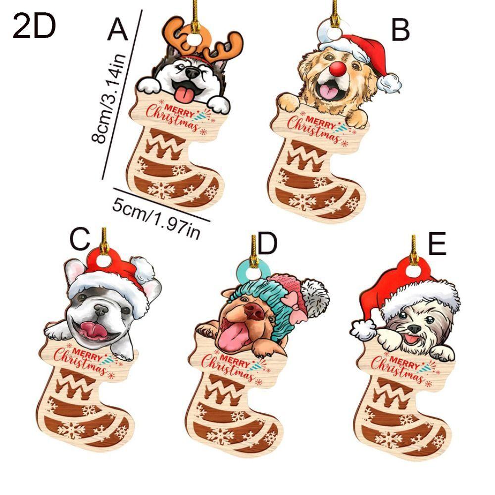 Cartoon Dog Socks Christmas Pendants Decorative Dog Car Pendant  Car