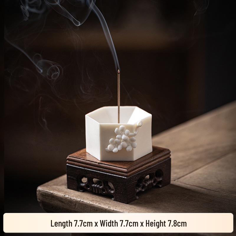 Handcrafted White Porcelain Plum Blossom Incense Holder for Home Decor