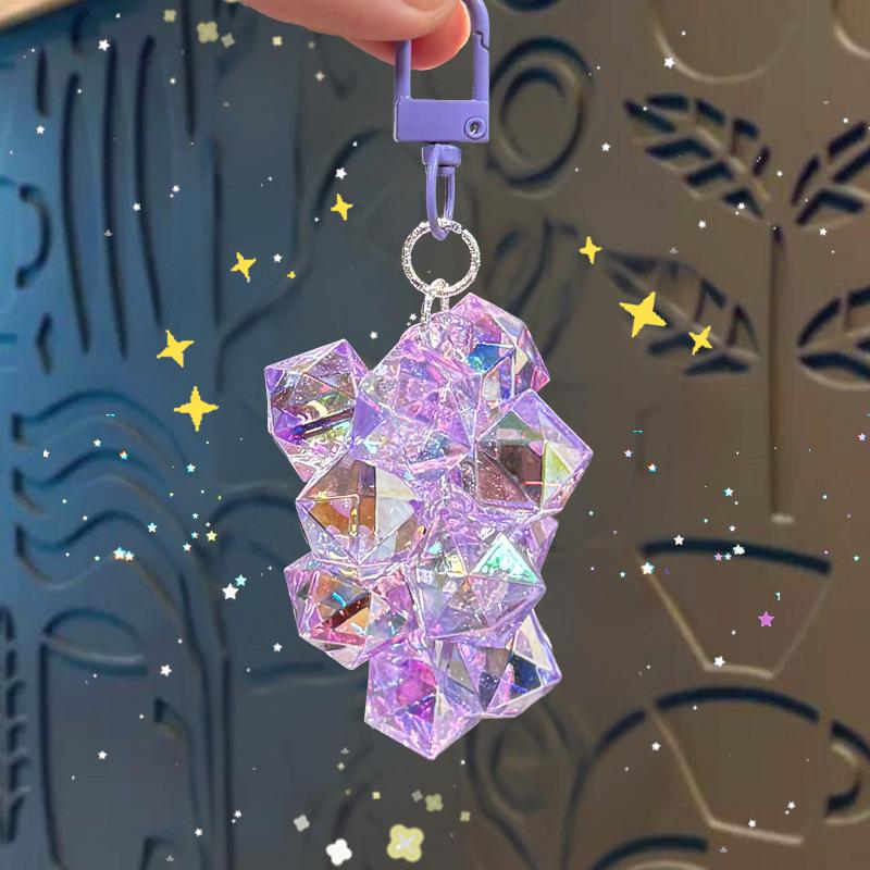 Charming Transparent Acrylic Grape Cluster Keychain - Women's Handbag Accessory & Small Gift