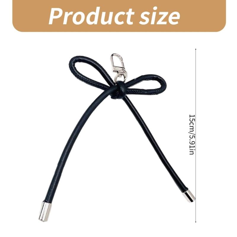 Elegant Keychain Charm with PU Leather Bowknot Details for Women Girls Handmade Keyring Backpack Pendant Jewelry Gift