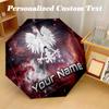 8 Rib Auto Folding Umbrella Poland Football Print Custom Name Text Portable Rain Gear