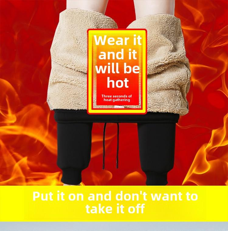 Pantaloni della tuta attillati in pelle di agnello spessa e calda, in velluto, da uomo, per autunno/inverno