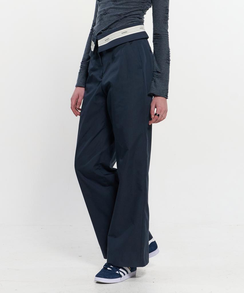 Kimjisu Fold Over Wide Slacks _ Navy