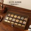 12 Slot Wooden Jewelry Box With Glass Lid Black Walnut Finish New Traditional Style