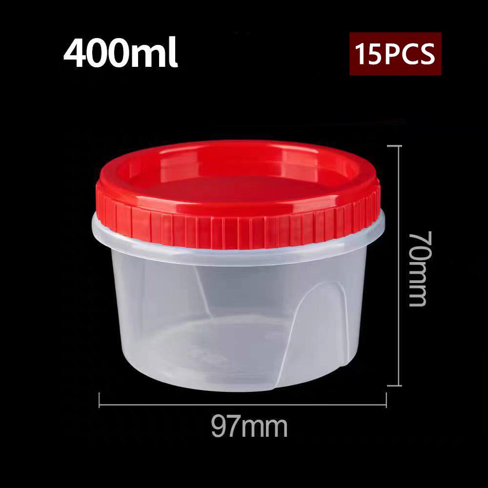 15PCS Food-grade PP Material Preservation Box Round Plastic Fruit Salad Box with Screw Cap Picnic Food Box Dessert Cup