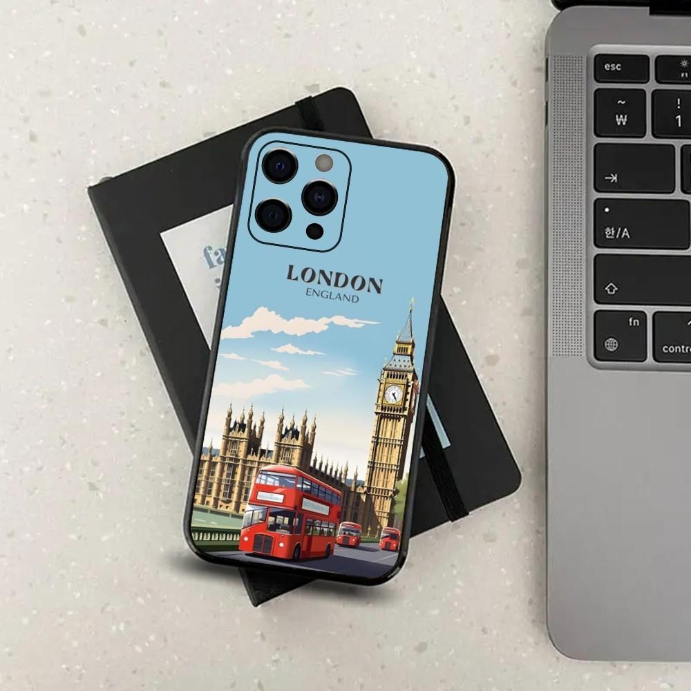 London Red Bus Big Ben Phone Case For Apple iPhone 15,14,13,12,11,Pro,X,XS,Max,XR,Plus,Mini Soft Black Cover