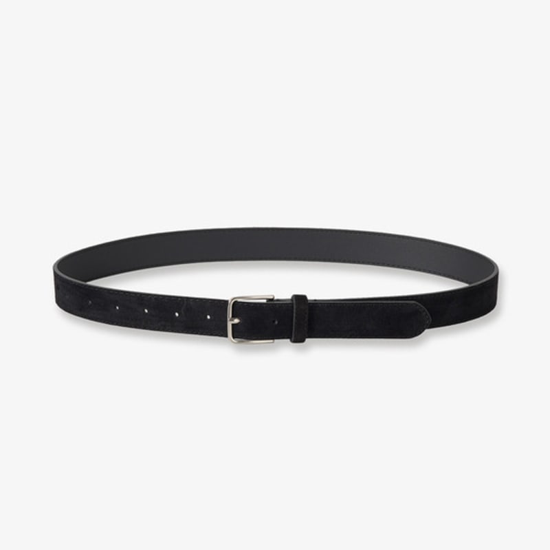 

NONLOCAL Classic Silver Buckle Suede Belt - Black Black_FREE