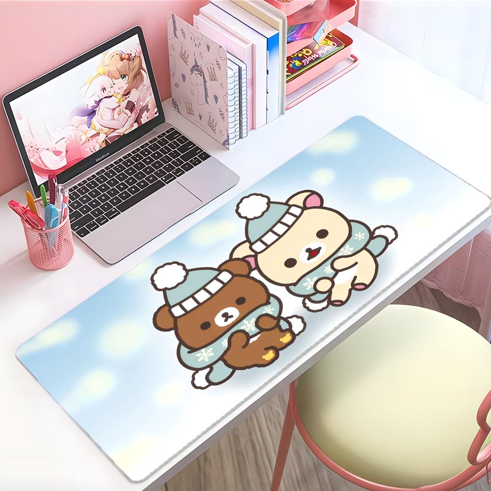 Cute Adorable Cartoon Rrilakkuma Mouse Pad Large Thick Desk Pad Stitched Edges Gaming Mouse Mat For Pc