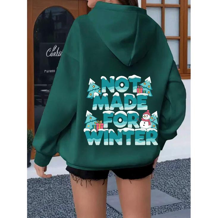 Women's Fashion Casual Winter Cartoon Print Hoodie - Unique Back Cap Design with Kangaroo Pocket, Cozy Long Sleeve Pullover for Outdoor Sports