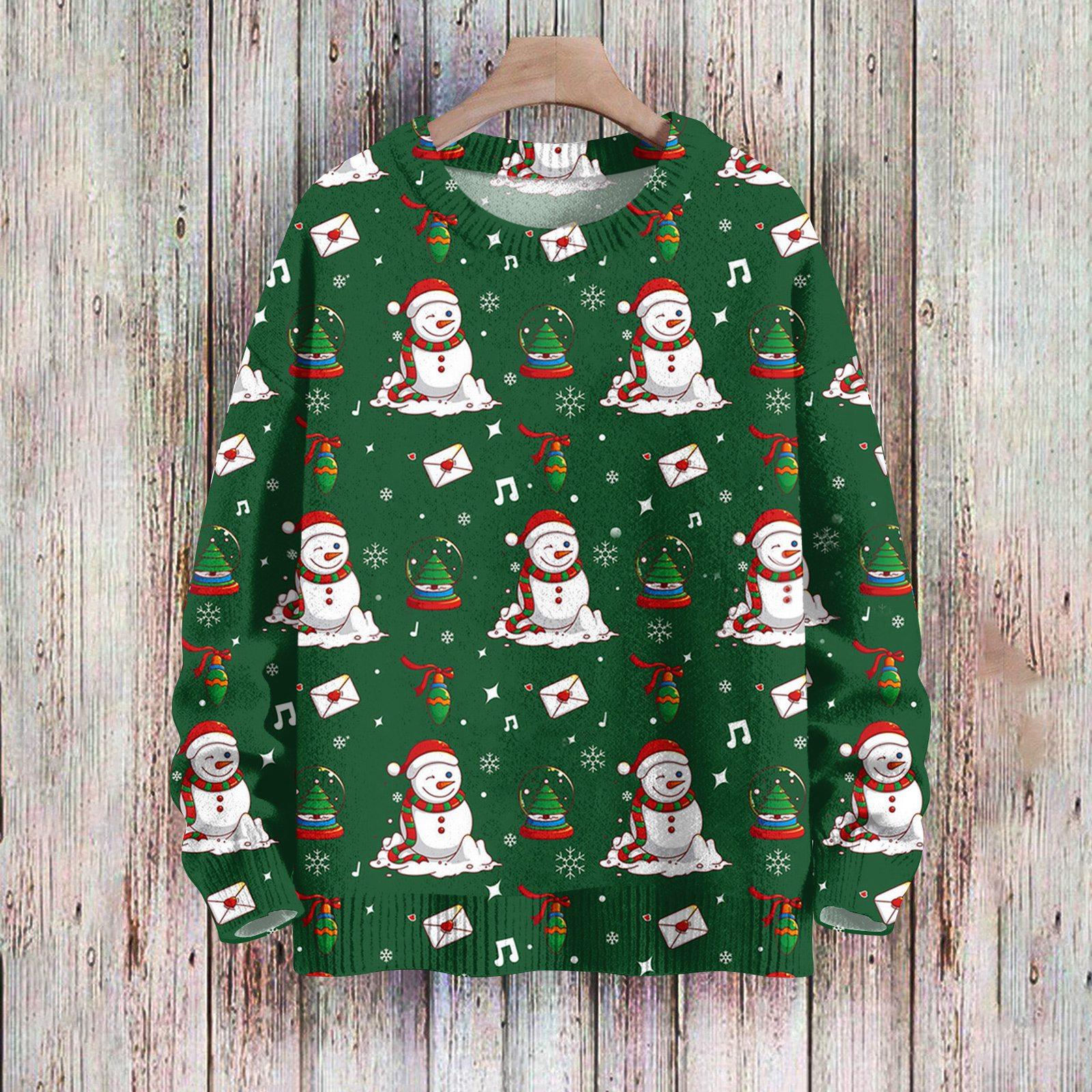 

Рождественские толстовки для женщин Вязаный свитер Милая рубашка Осенний свитер с круглым вырезом Топы L