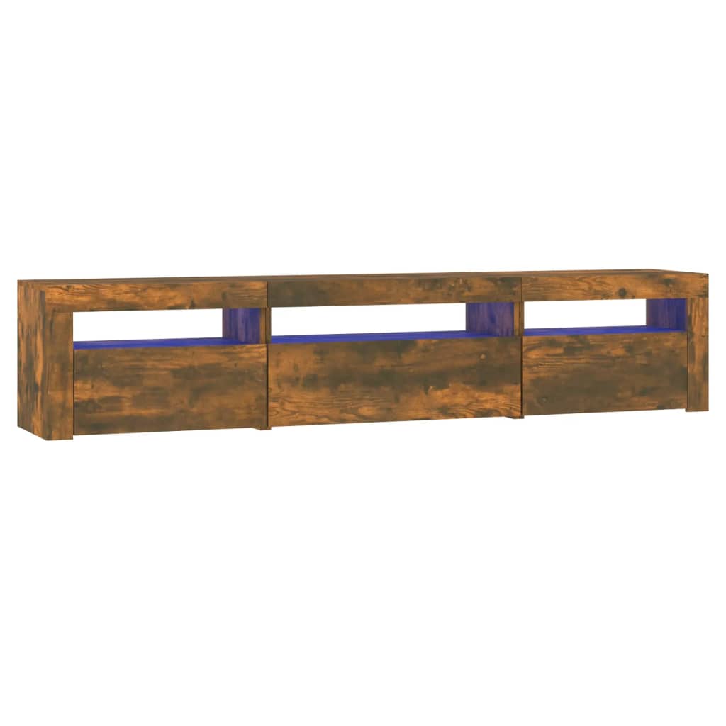Vidaxl Szafka Pod Tv Z Oświetleniem Led, Przydymiony Dąb, 195X35X40 Cm