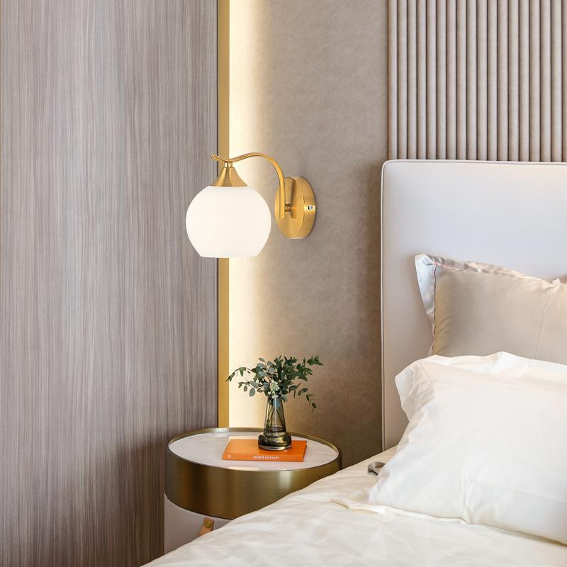 Modern Minimalist Bedside Wall Lamp Nordic Creative Corridor Aisle Glass Led Wall Lights Indoor Living Room E27 AC 110V 220V