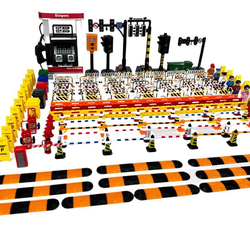 Speed Bump & Traffic Scene Model Toys: Cars, Cones, Signs, Lights, Plates